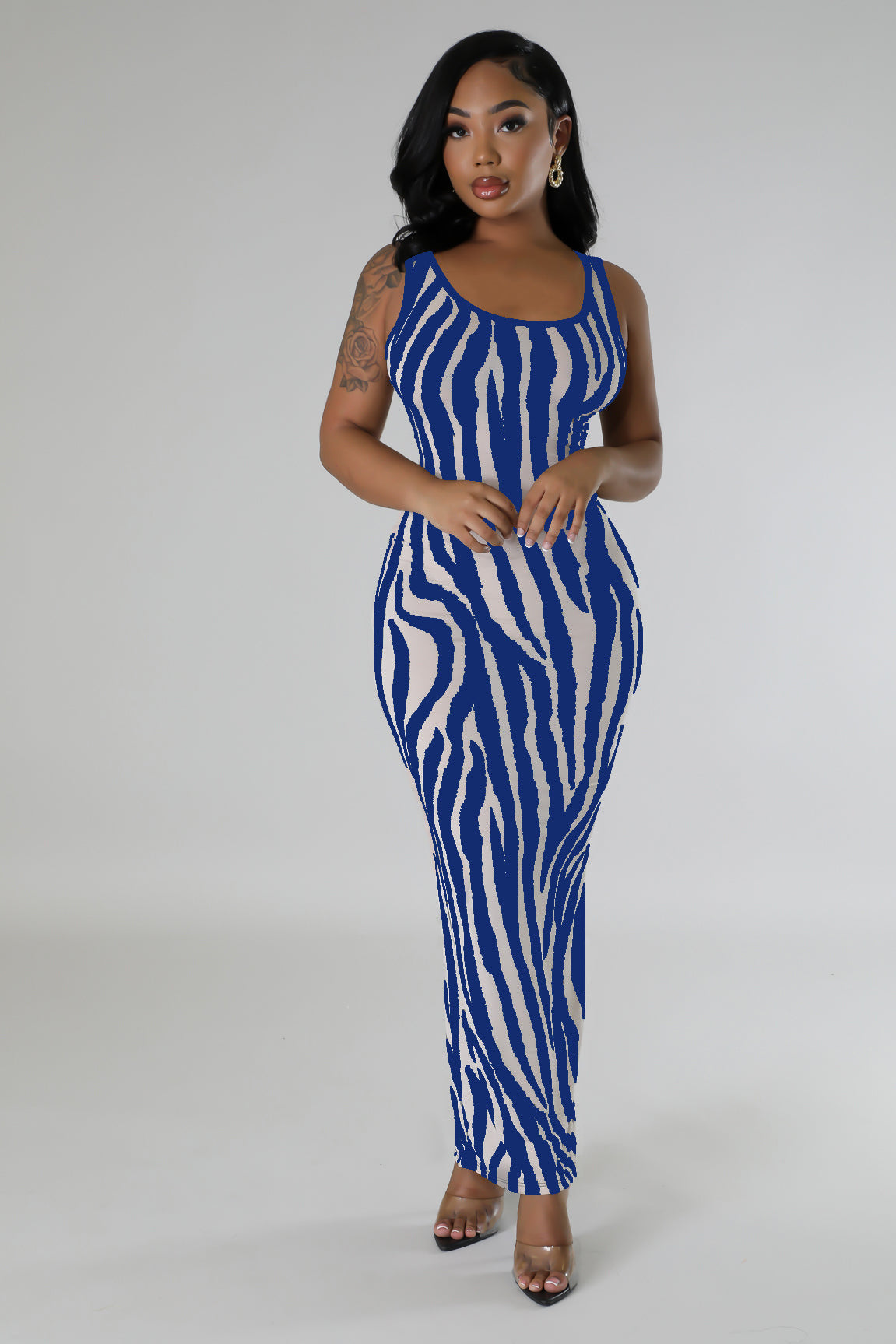 Summer Women's Zebra Print Sleeveless Hollow Long Dress 6