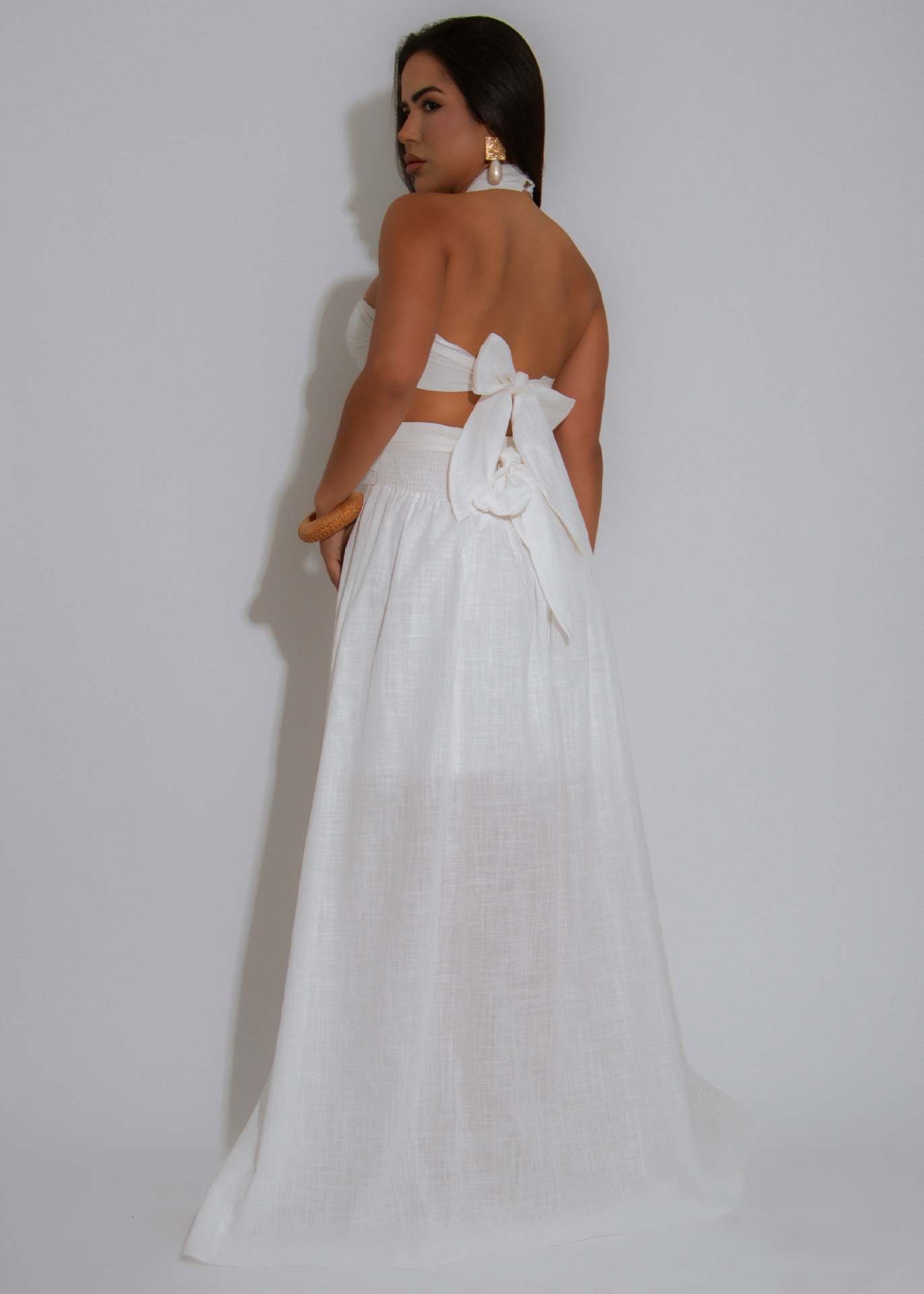 Fashion Women's Strap Halter Neck Padded Strapless Top Maxi Skirt Two-Piece Set 9