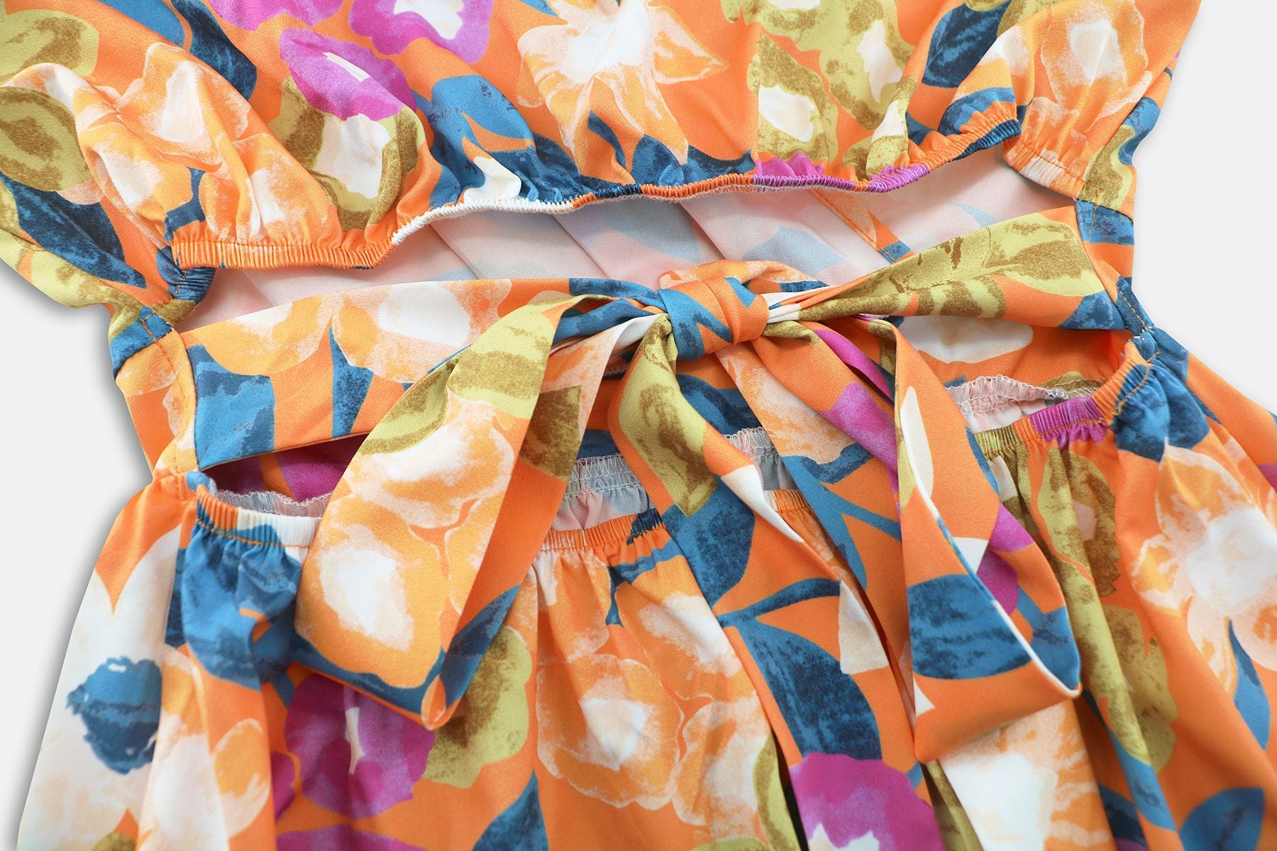 Women's Summer Printed V-Neck Lantern Sleeve Short Dress 18