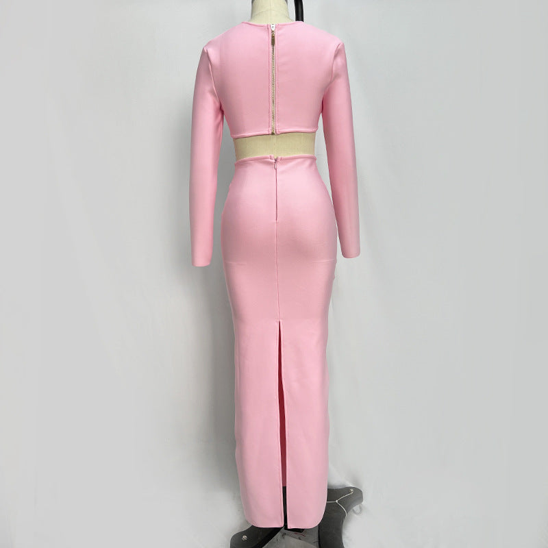 Women Long Sleeve Top and bandage dresses Two-Piece Set 15