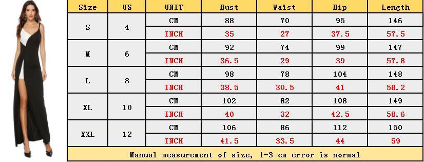 Sexy V-Neck Black And White Patchwork Straps Slit Dress 8