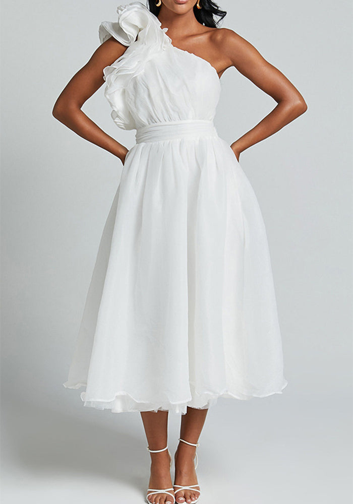 Women's Summer Sexy Solid Color Slash Shoulder Low Back Dress