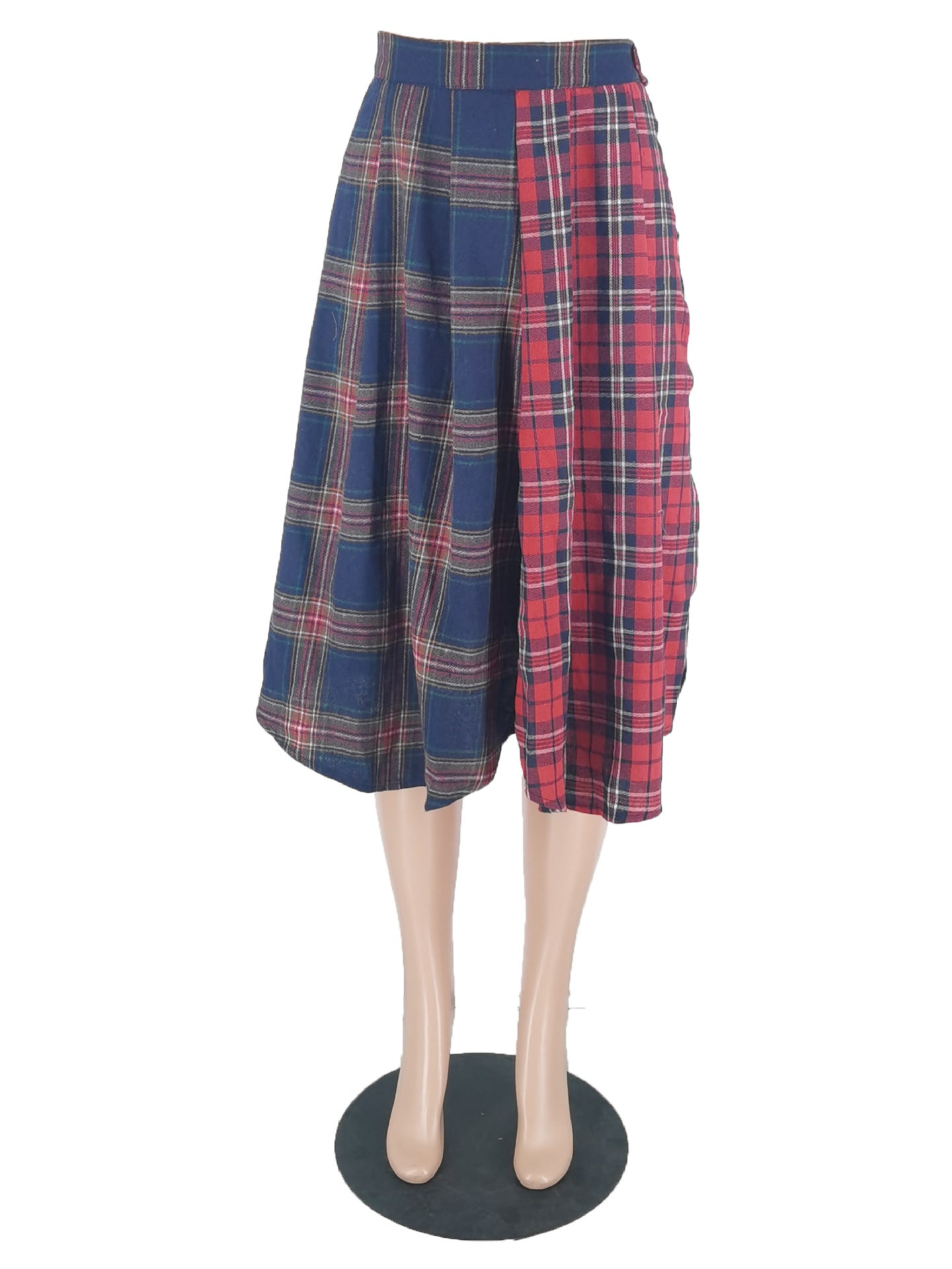 Women Casual Sexy Slit Plaid Skirt 9