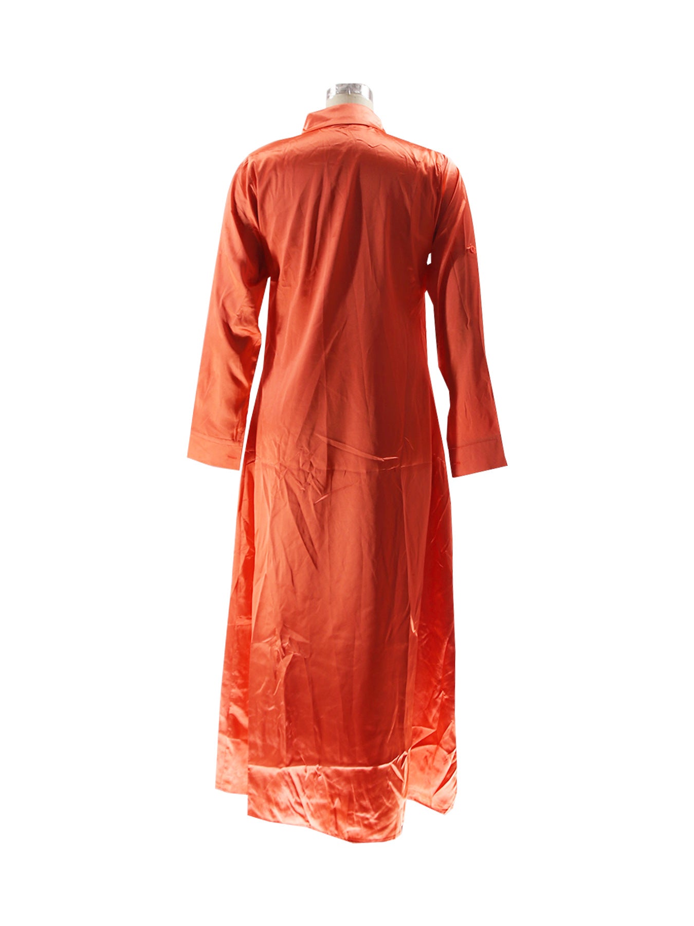 Women Shiny Satin Loose Casual Shirt Dress 19