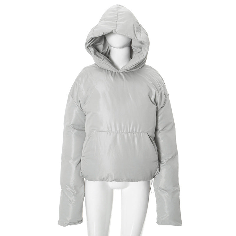 Women autumn and winter loose Padding hooded jacket 5