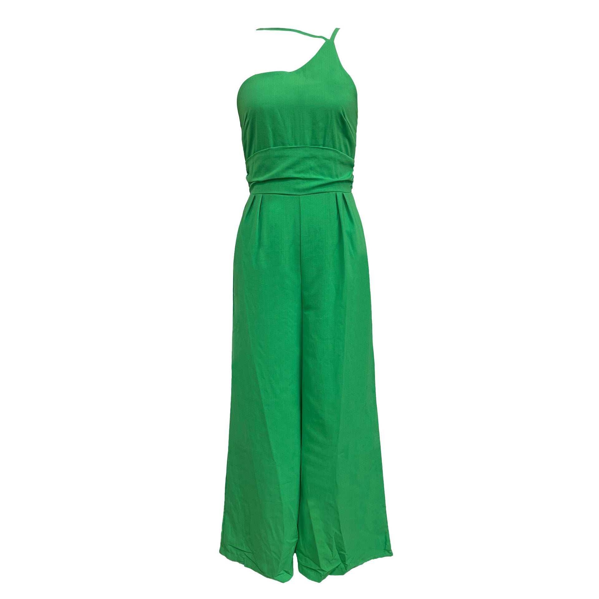 Women's Spring/Summer Solid Color Loose Wide Leg Linen Jumpsuit 11