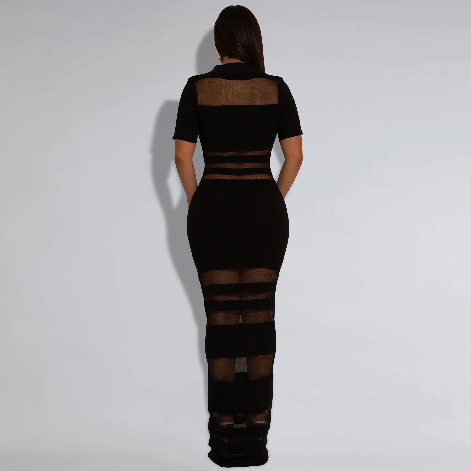 Fashion Women's Sexy See-Through Mesh Patchwork Bodycon Dress 5