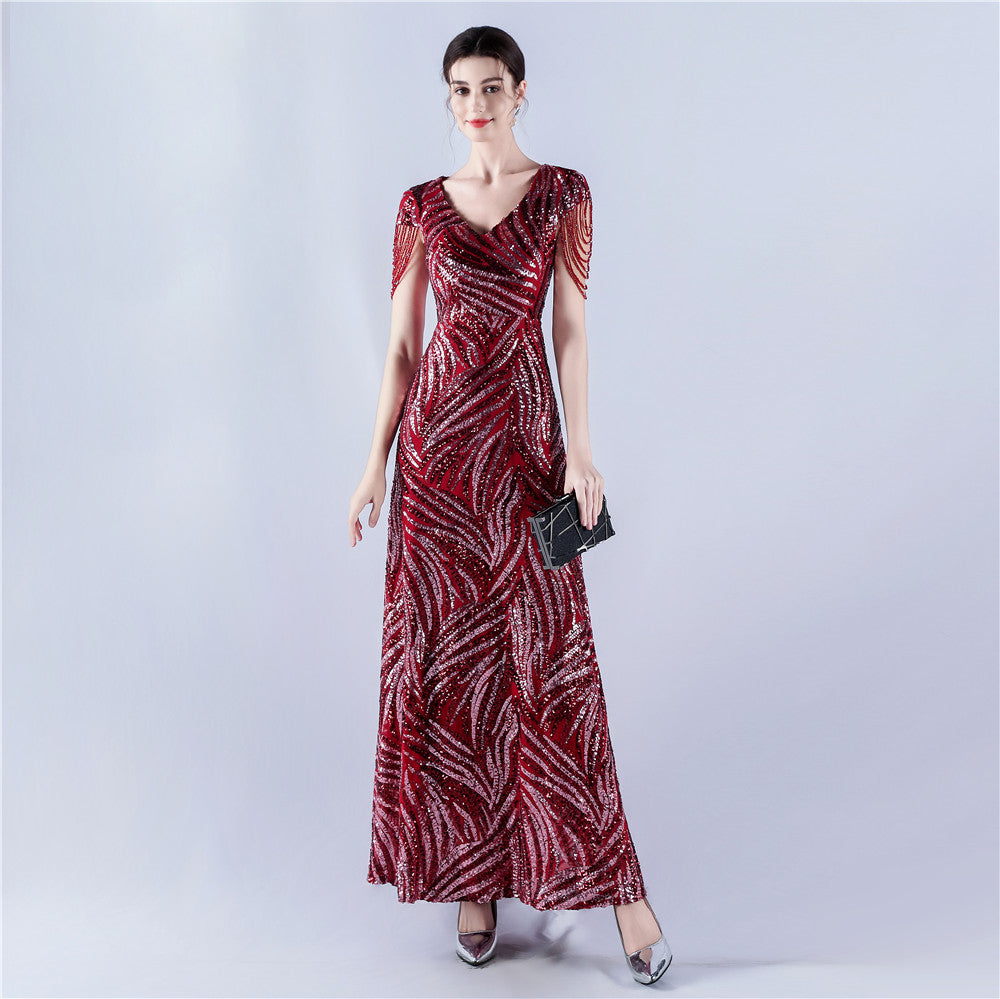 Women Sequin Beaded Evening Dress 18