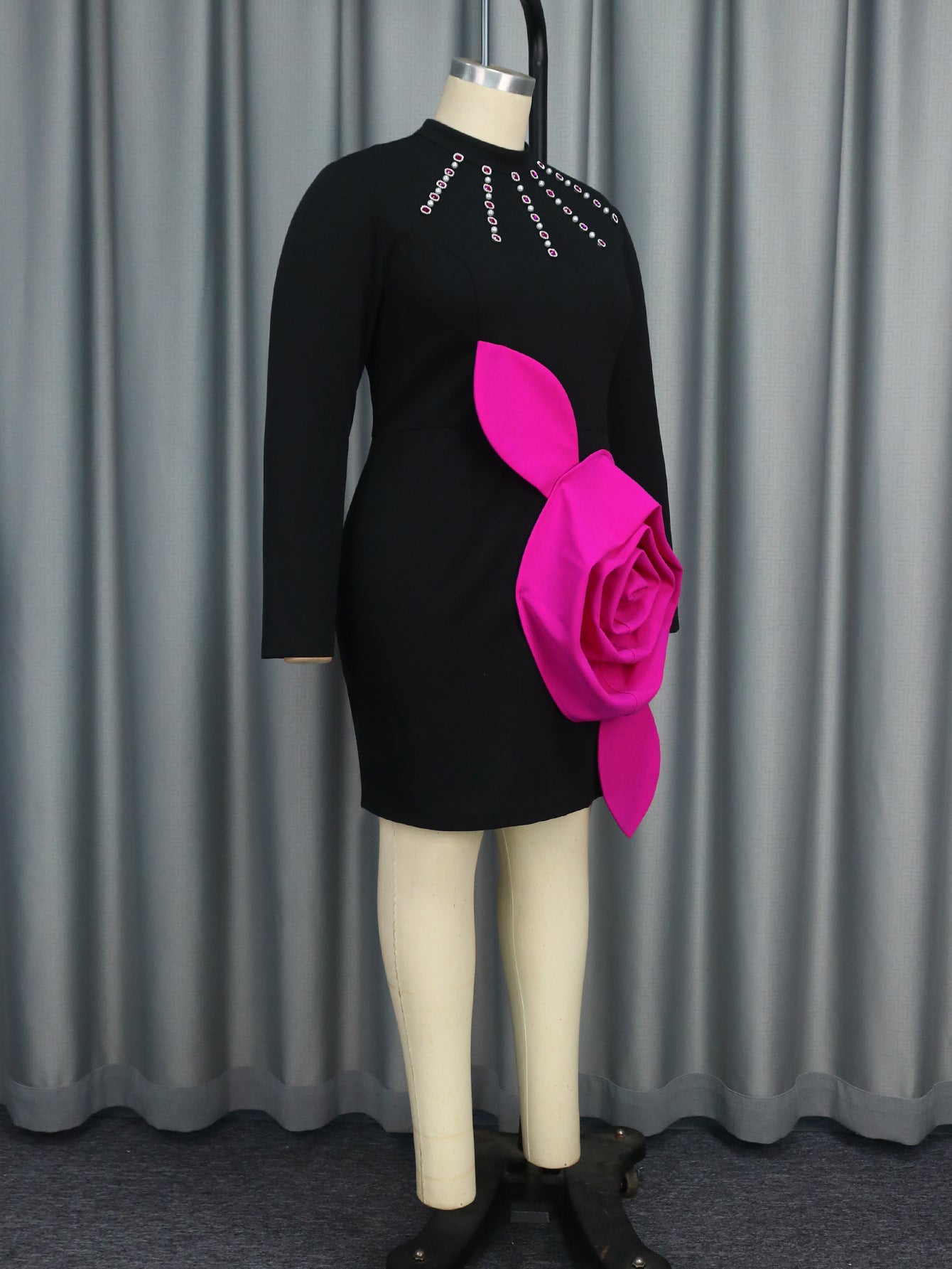 African Contrast Color Long Sleeve Formal Party Fashion Bodycon Dress 5