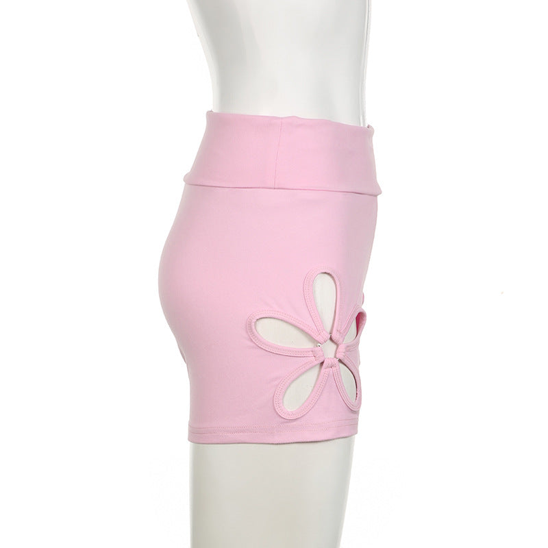 Fashionable Hollow Floral Shorts Outdoor Wear Patchwork Ring Casual Sweatpants 10