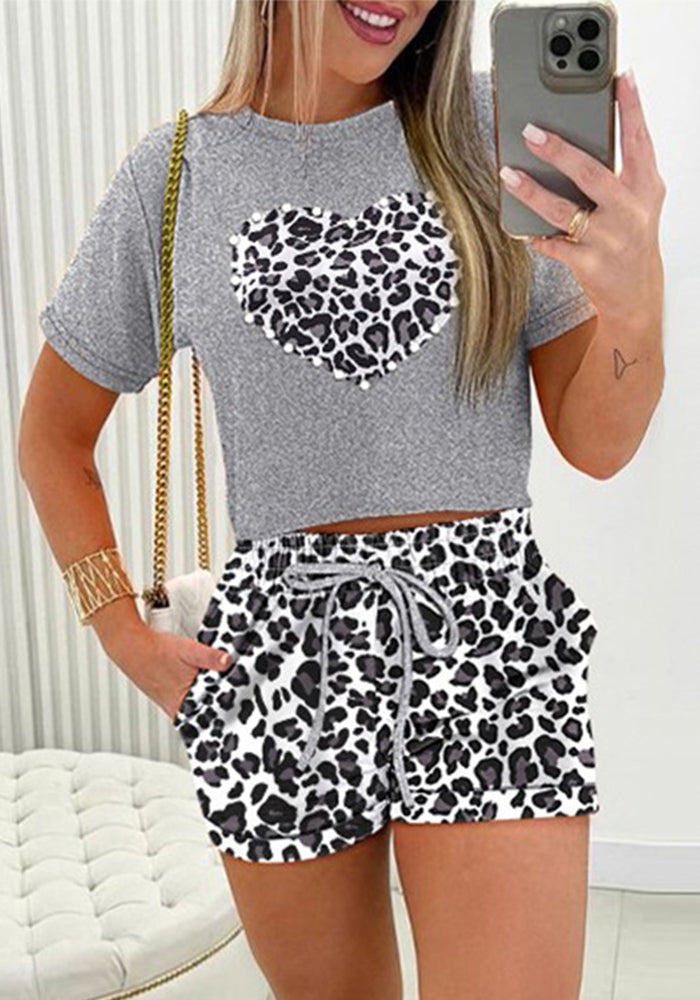 Chic Casual Summer Printed T-Shirt Shorts Lounge Wear Set 6