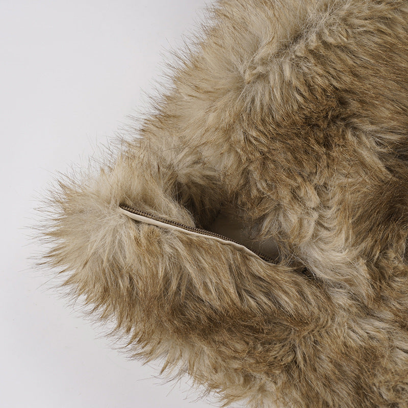 Women sexy fur solid shorts 16