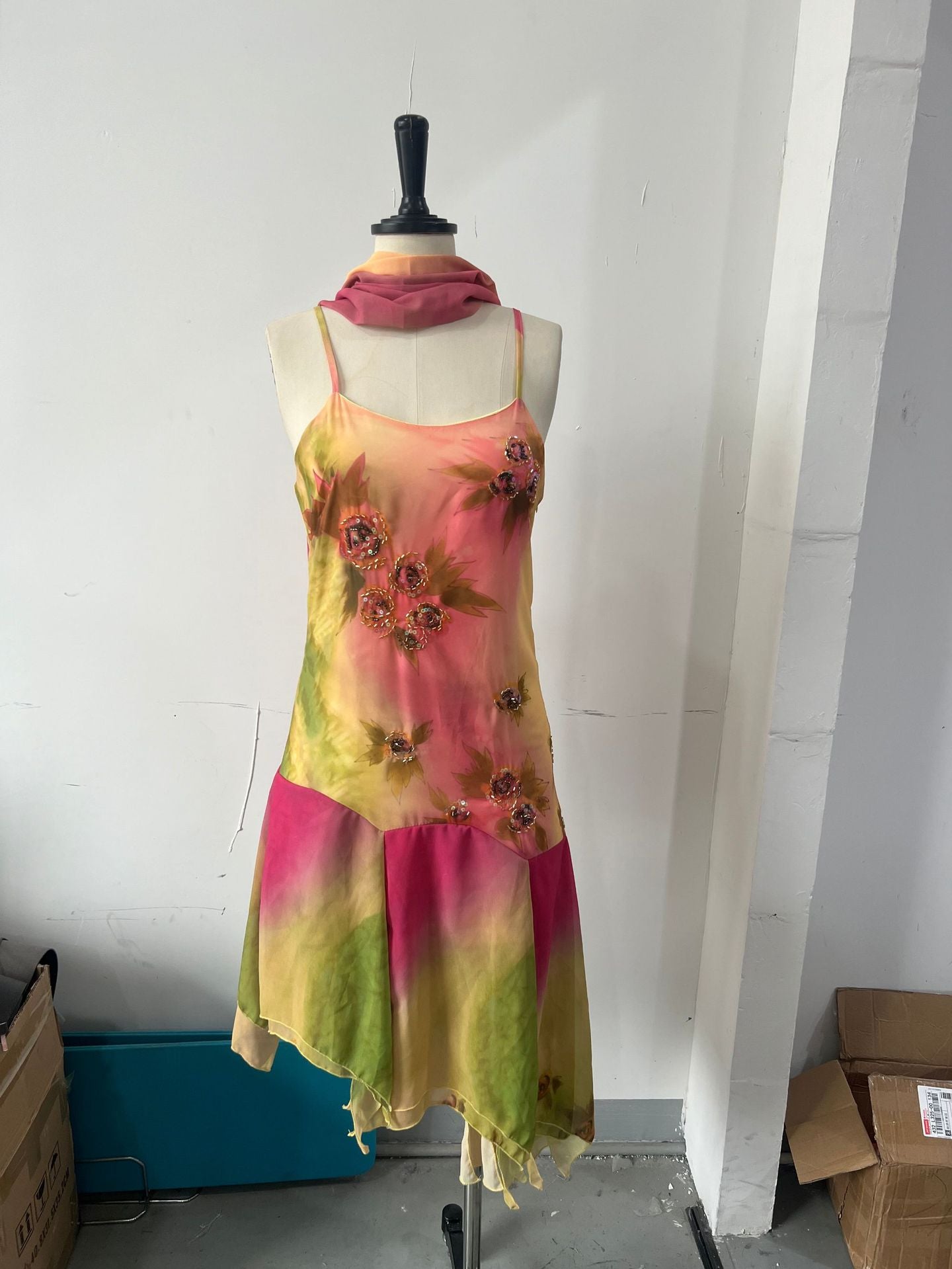 Women Ruffled Suspender Elegant Embroidered Flower Summer Dress 6