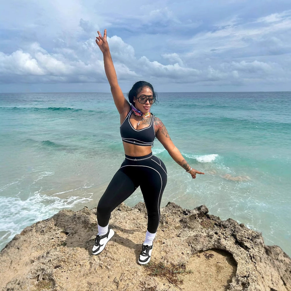 Women summer yoga sports vest fitness two-piece set