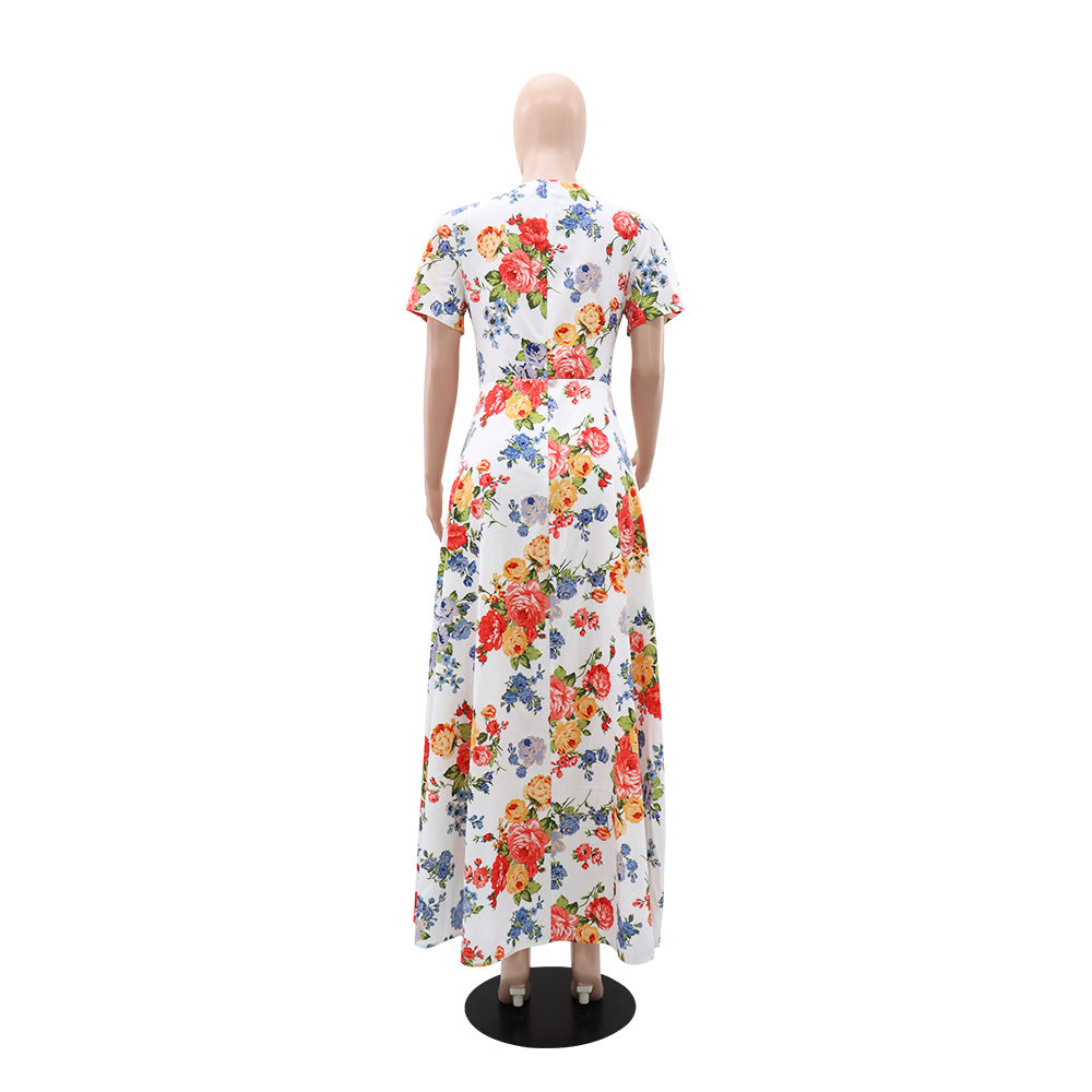 Women Printed Holidays Casual Short Sleeve Dress 5