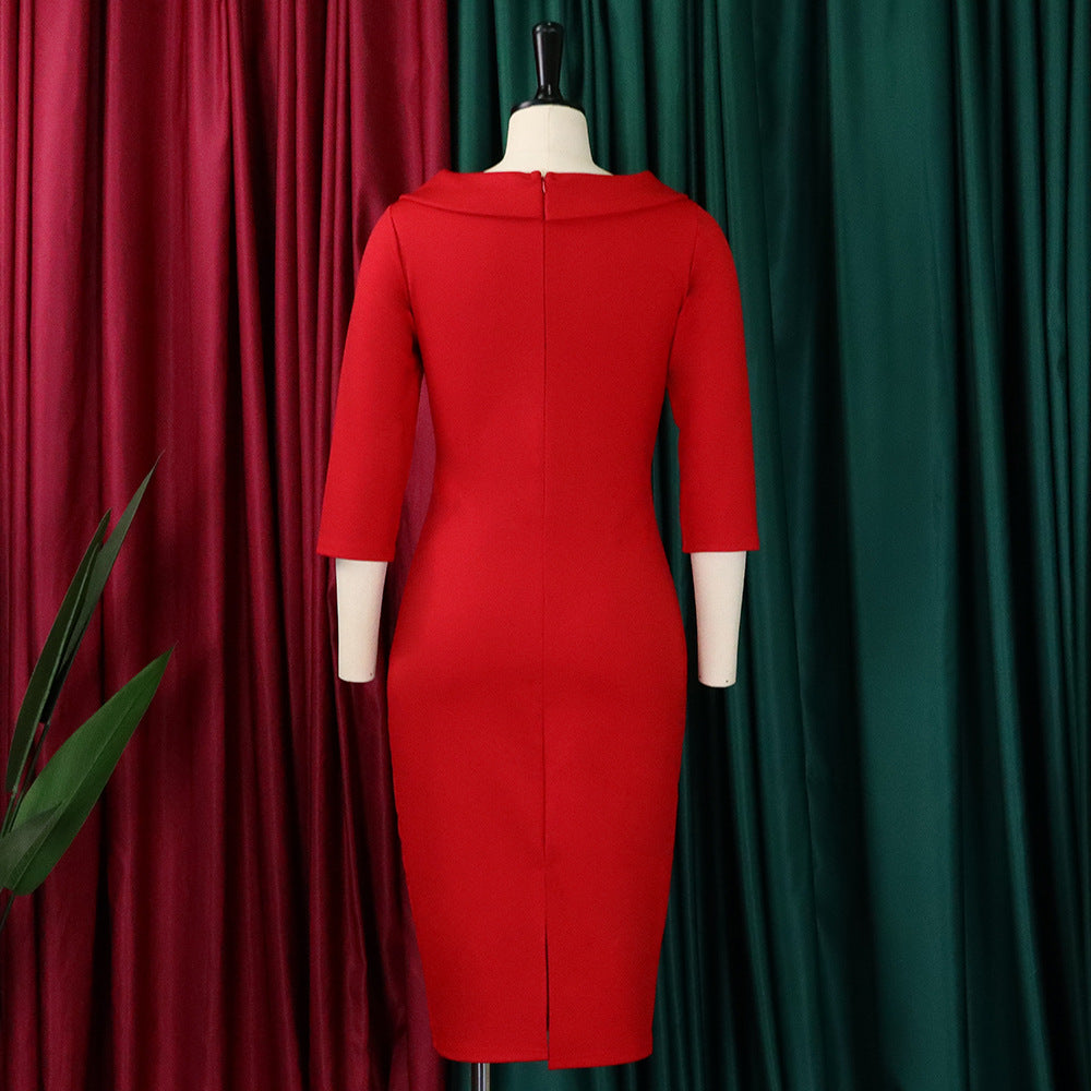 Women Elegant V-Neck Dress 10