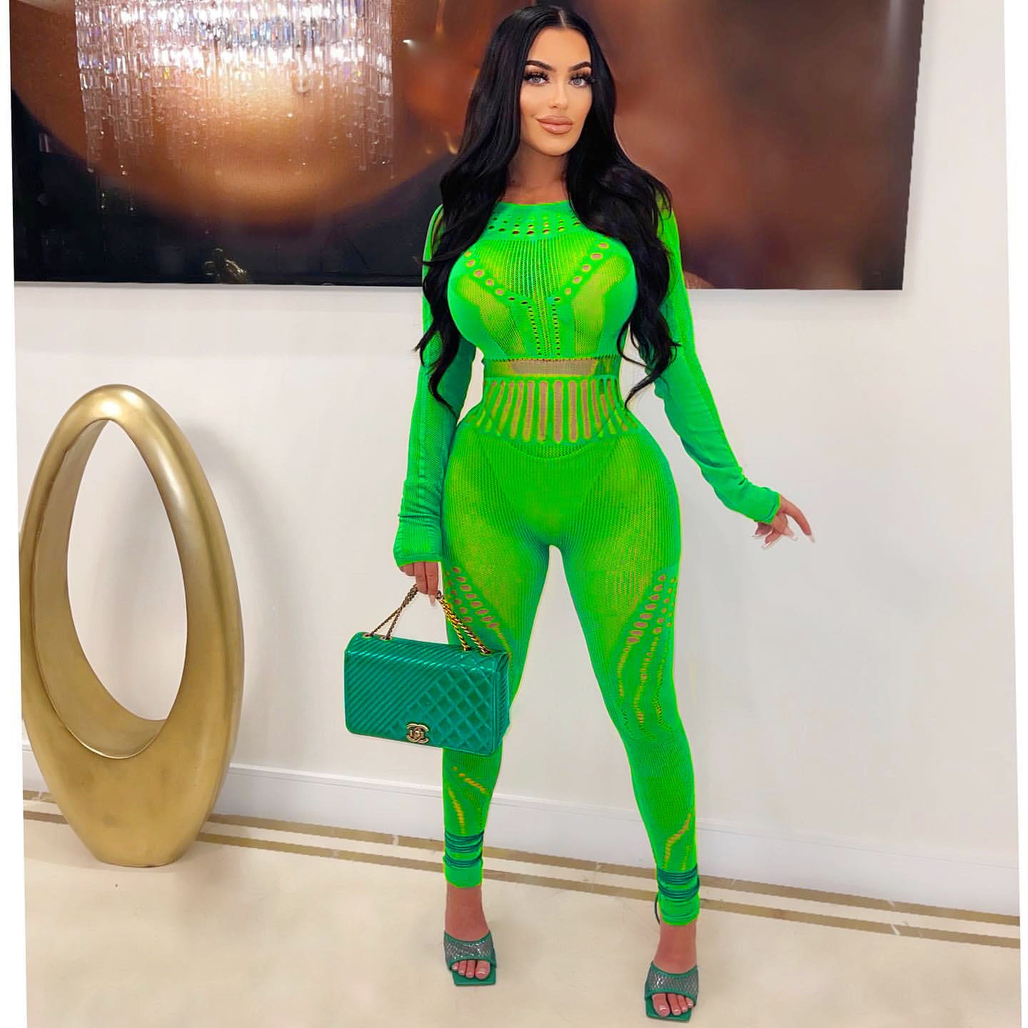 Women Sexy Hollow Mesh Lace Jumpsuit Sexy Lingerie