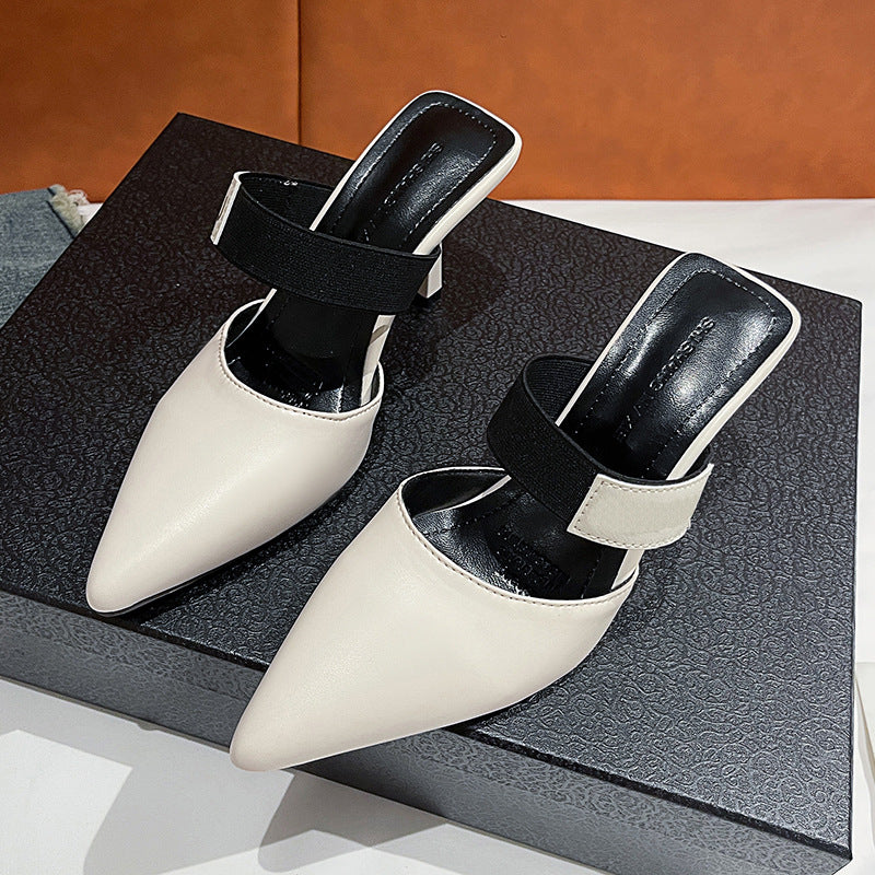 Plus Size Sandals Women's Summer Fashion Outdoor Wear Stiletto High Heels Pointed Toe Slipper 4