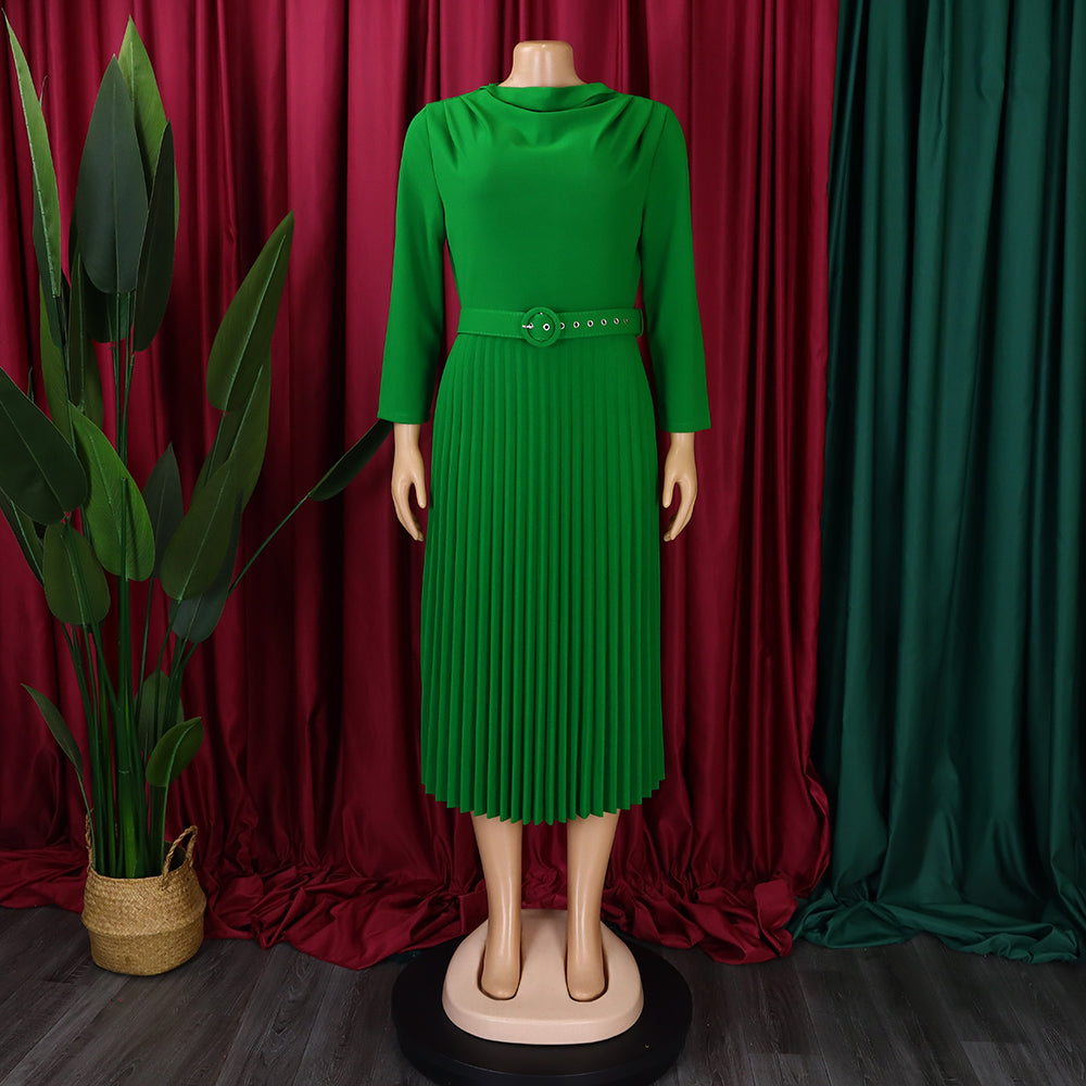 Women's Fashion Chic Elegant Pleated Elegant Solid Color Plus Size Dress 24