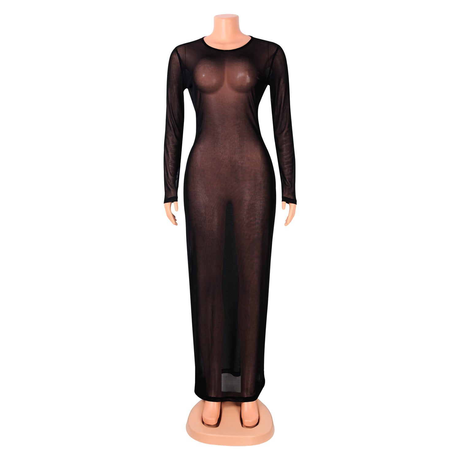 Women sexy mesh See-Through long-sleeved dress 15