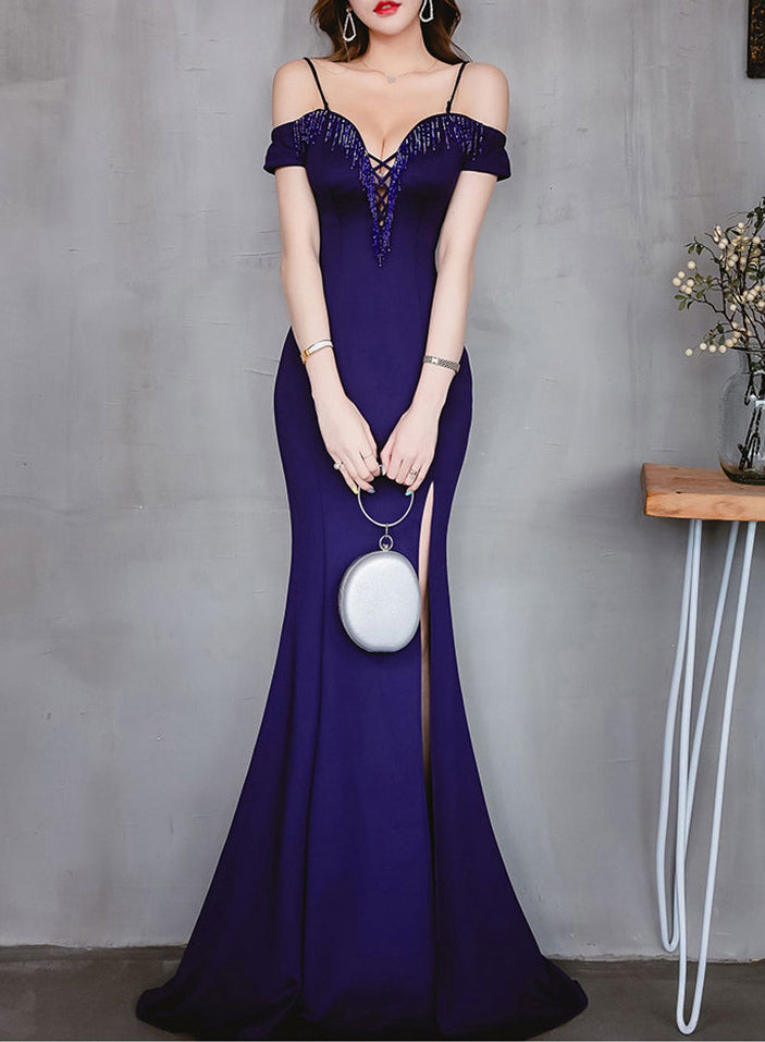 Long length body-fitting bridesmaid evening dress evening party Formal Party host performance annual meeting dress 6
