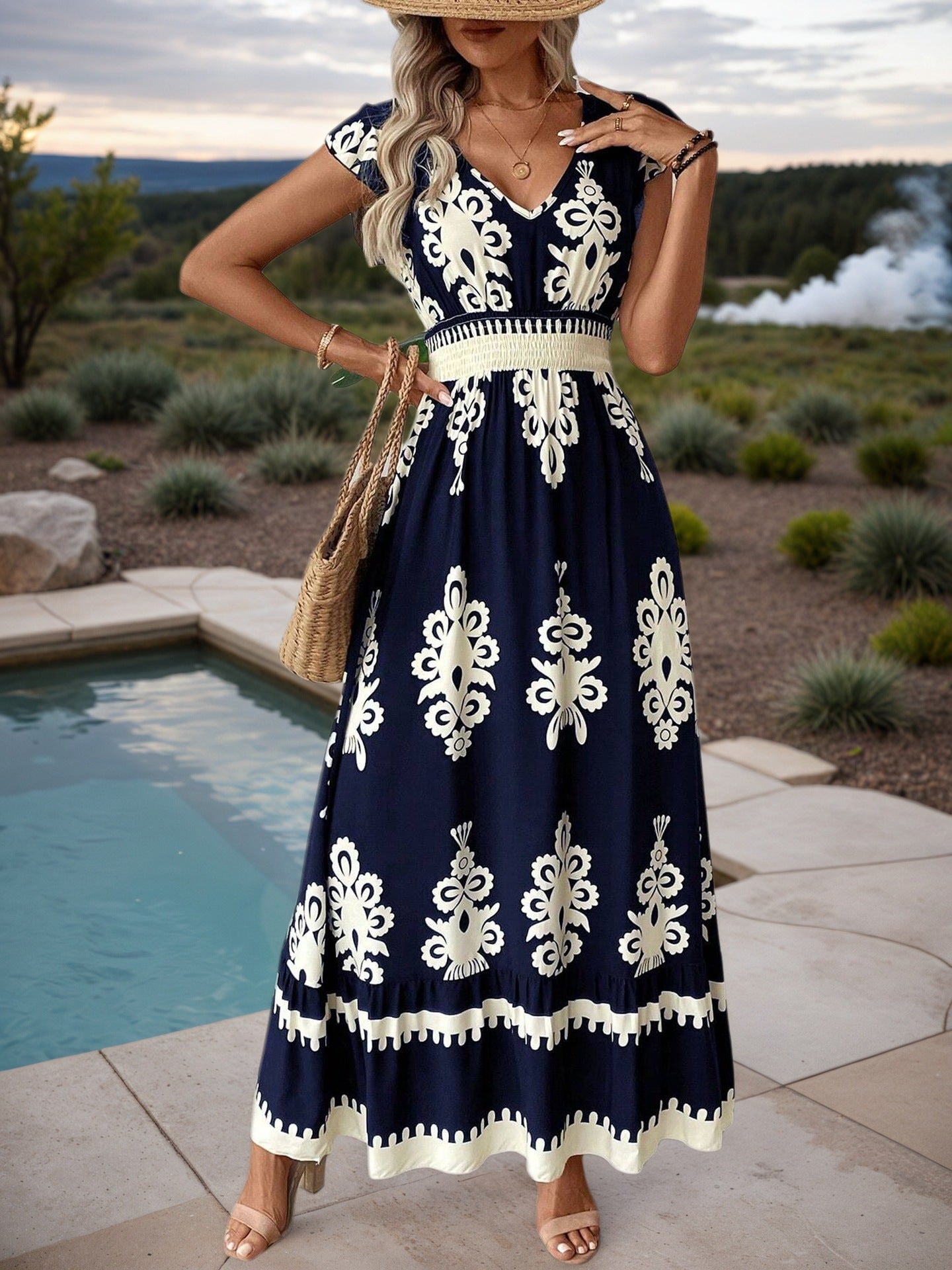 Women Bohemian Beach Holidays Print Dress 6