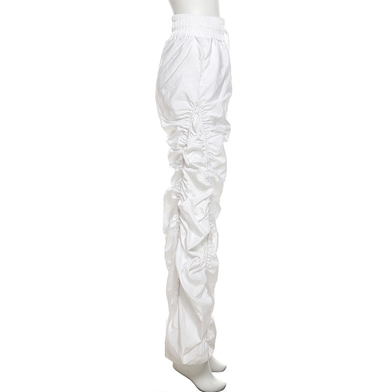 Summer women's fashion high waist Pleated loose casual pants 12