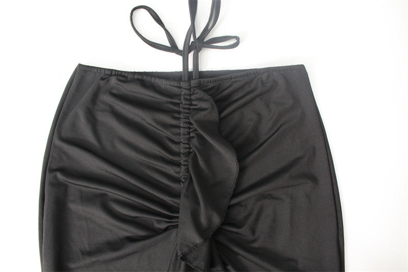 Fashionable Slim Women's Lace-Up Sexy Ruffled Low-Waist Elegant Long Skirt 9