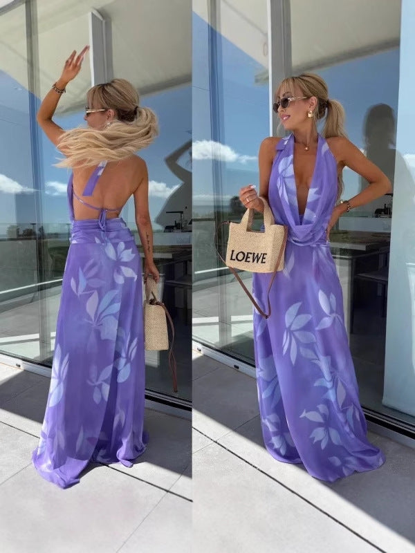 Women's Fashion Printed Round Neck Sleeveless Tide Dress 7