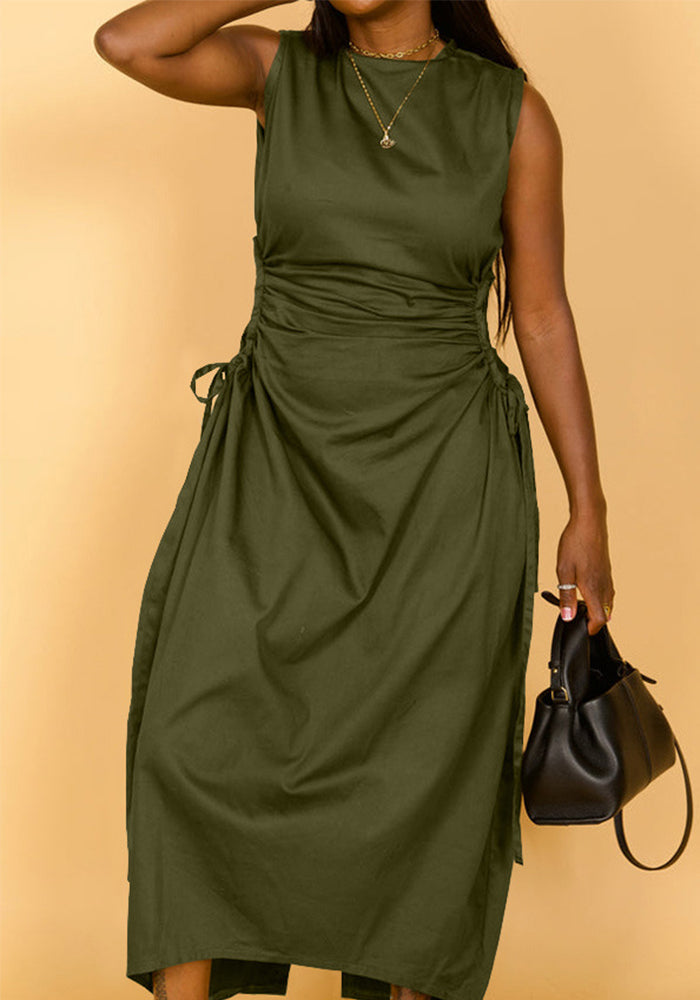 Women Solid Sleeveless Cutout Dress