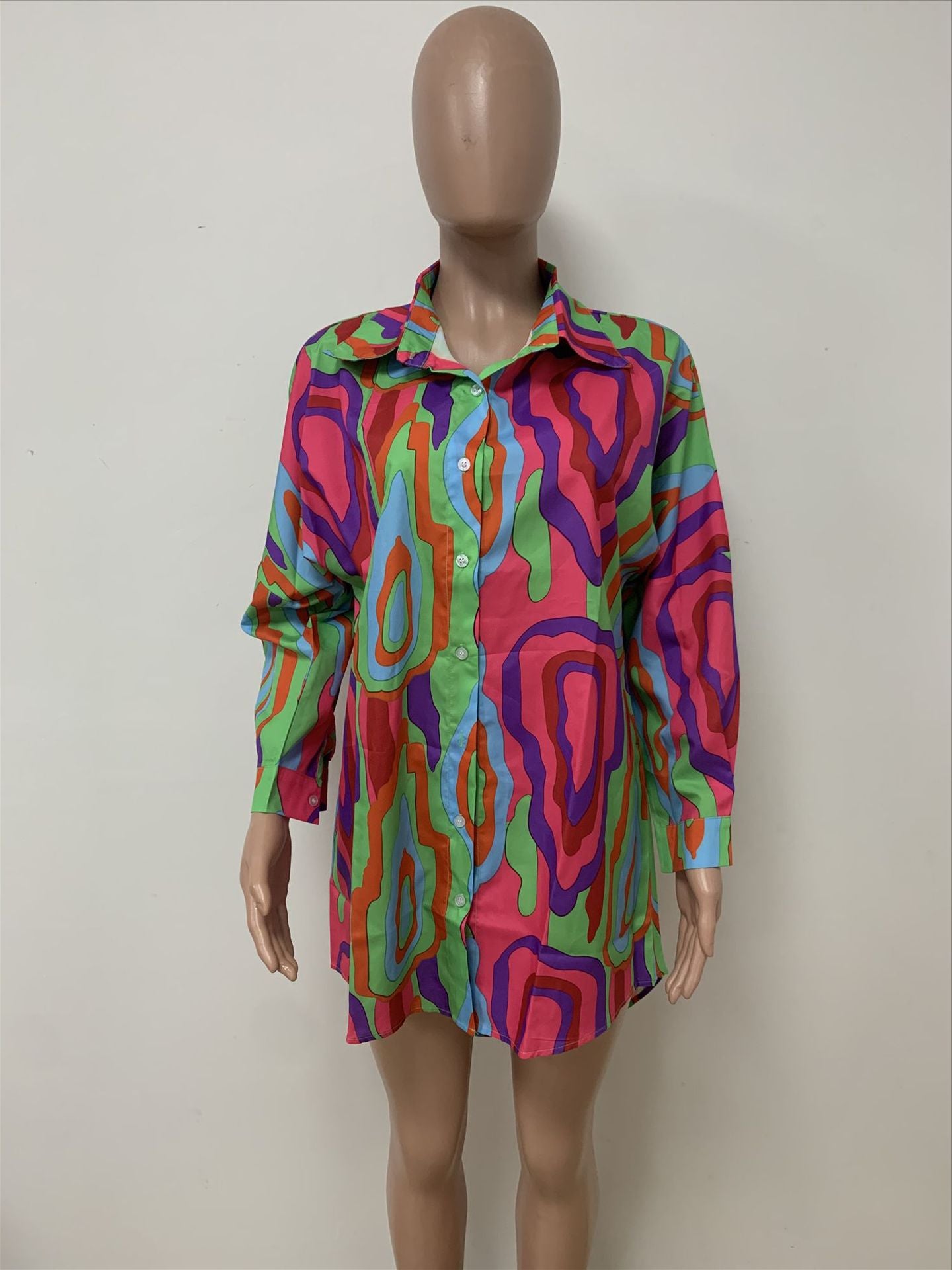 Women's Tie Dye Print Fashion Cardigan Dress 11