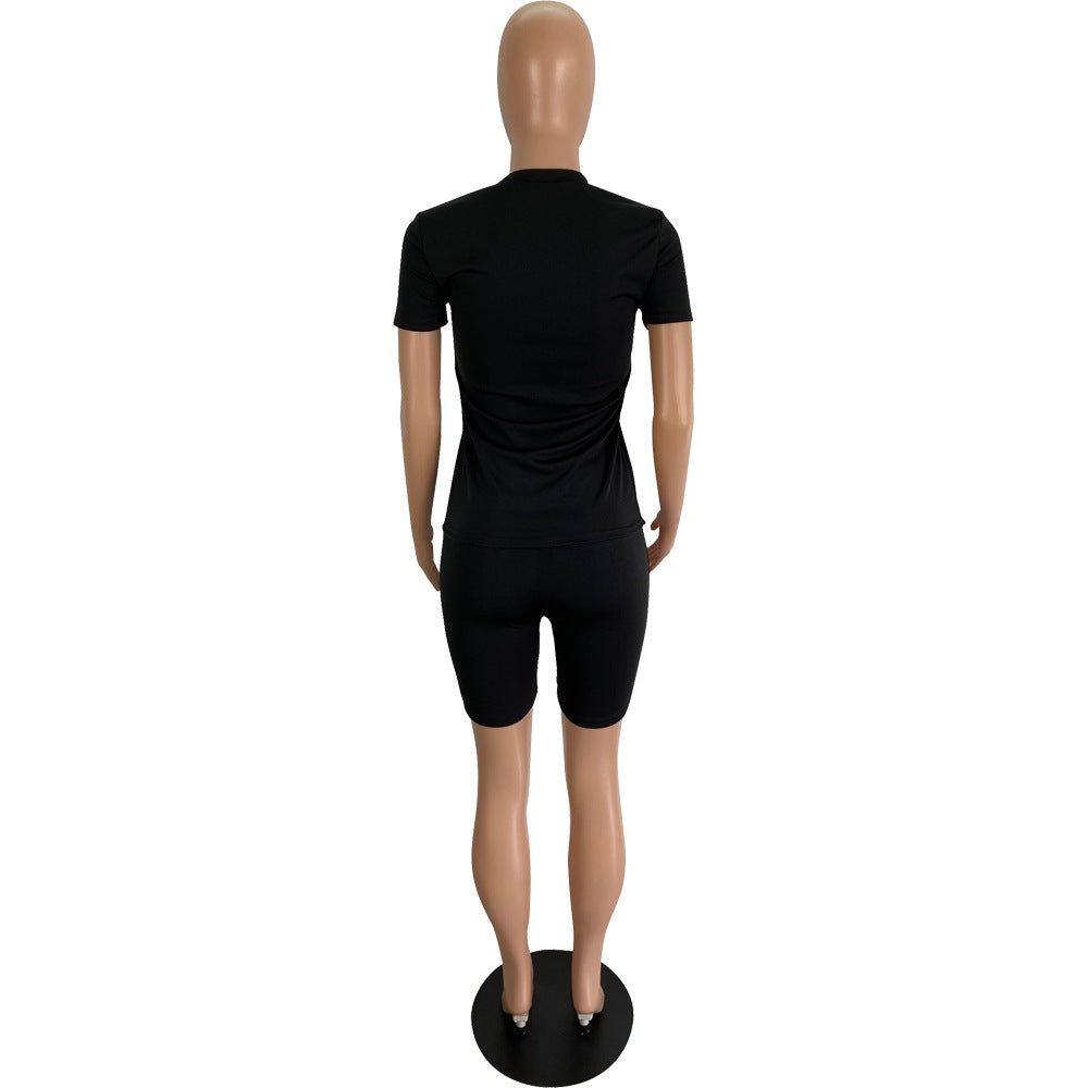 Summer Women's Printed Casual Two Piece Shorts Set 11