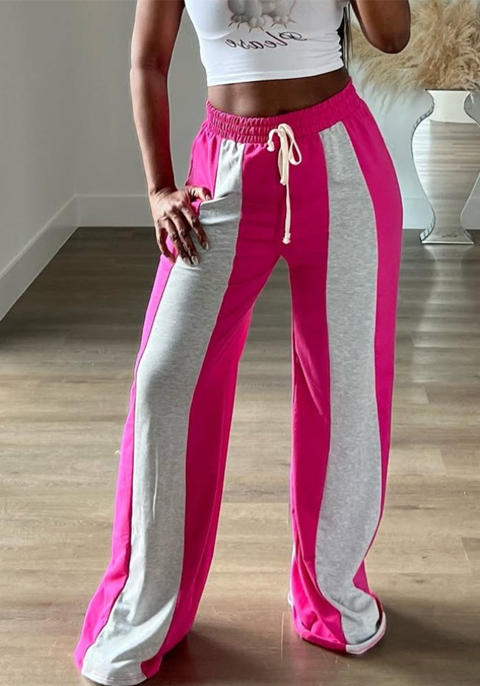 Women Casual Patchwork Loose Straight Pants