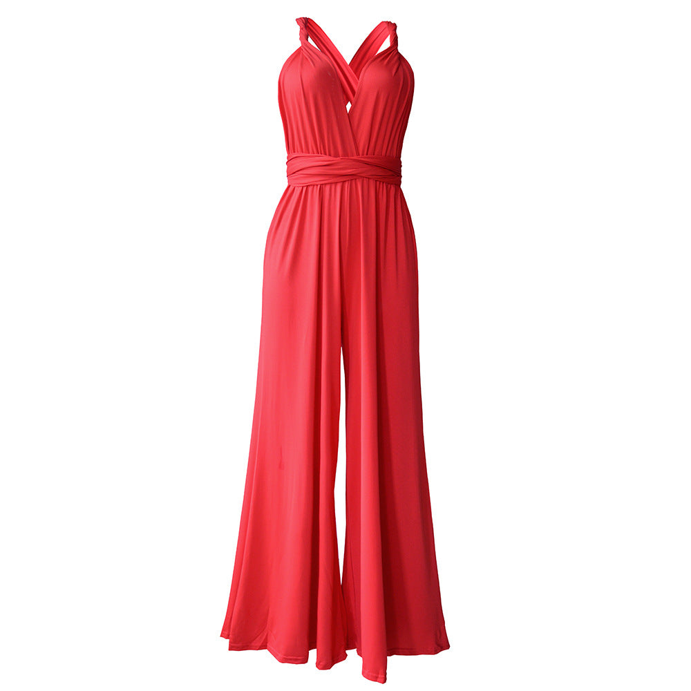 Sexy Women's Fashionable Solid Color Multi-Wear Wide Leg Pants 35