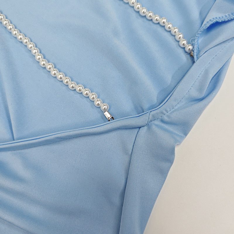 Women Sexy Halter Neck Backless Pile Neck Dress 29