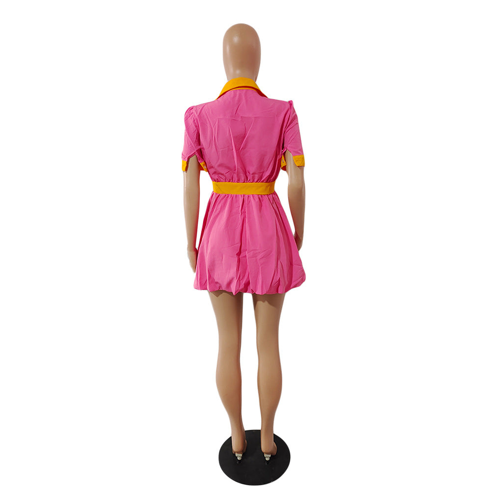 Women's Sexy Solid Color Shirt Dress 6