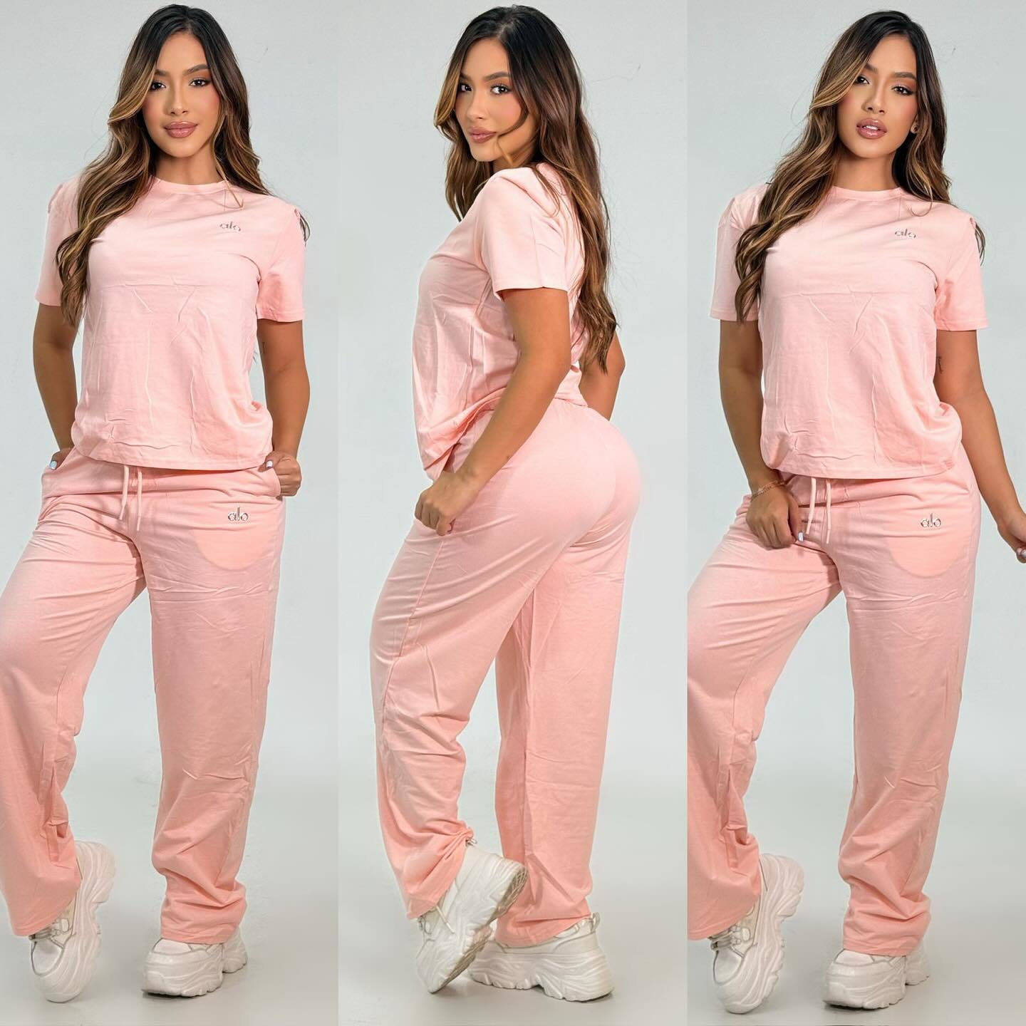 Women's Autumn Fashion Embroidered Casual Cotton Short Sleeve Two Piece Pants Set 5