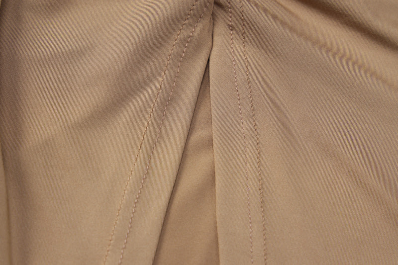 Ladies Summer Fashion Sexy Deep V Low Back Pleated Slit Dress 20