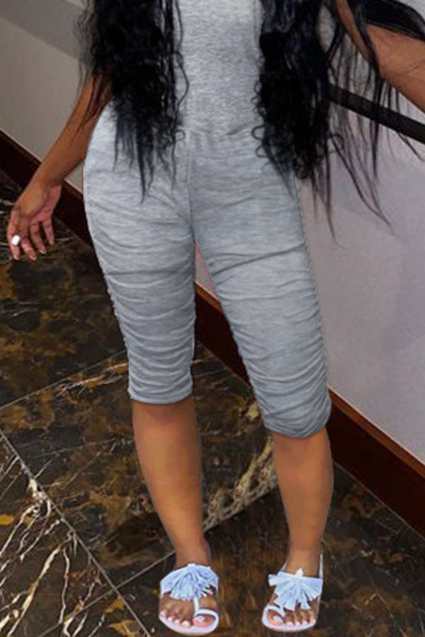 Women's Pockets Ruched Slim Fit Midi Pants 3