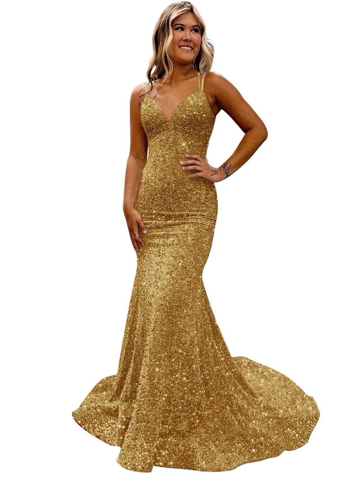 Women sequined ball Bodycon fishtail V-neck party evening dress（Processing time need 3-6 days） 39
