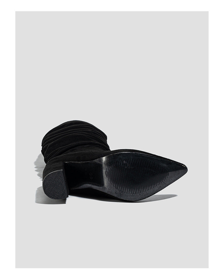 Women high-heeled suede wrinkled high-cut boots 14