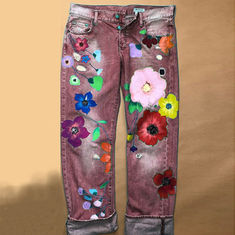 Women printed Denim Pants 3