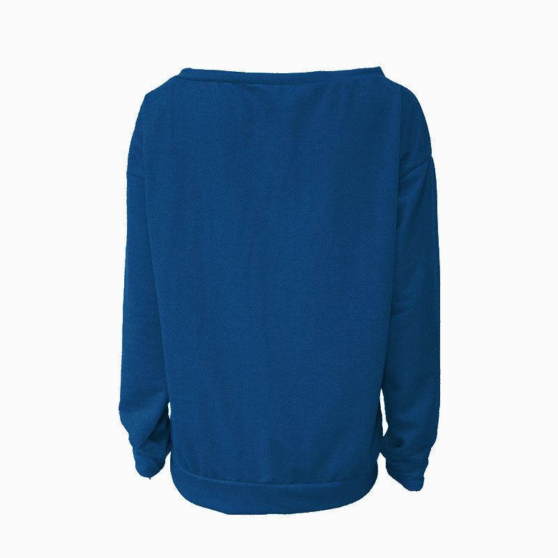 Love Letter Printed Long Sleeve T-Shirt Sexy Off-Shoulder Women's Top 36