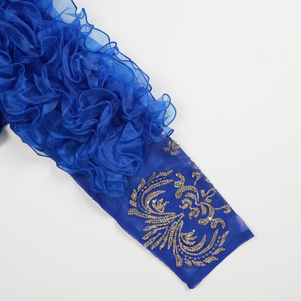 Plus Size African Women Beaded beaded v-neck dress 20