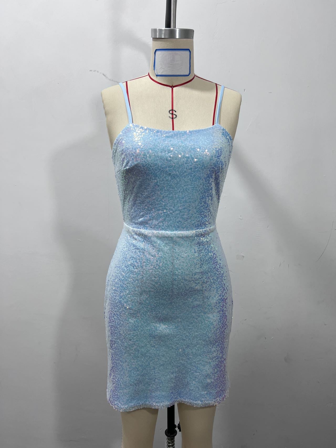 Women Sexy Sequined Strapless Bodycon Backless Strapless Mini Dress 6