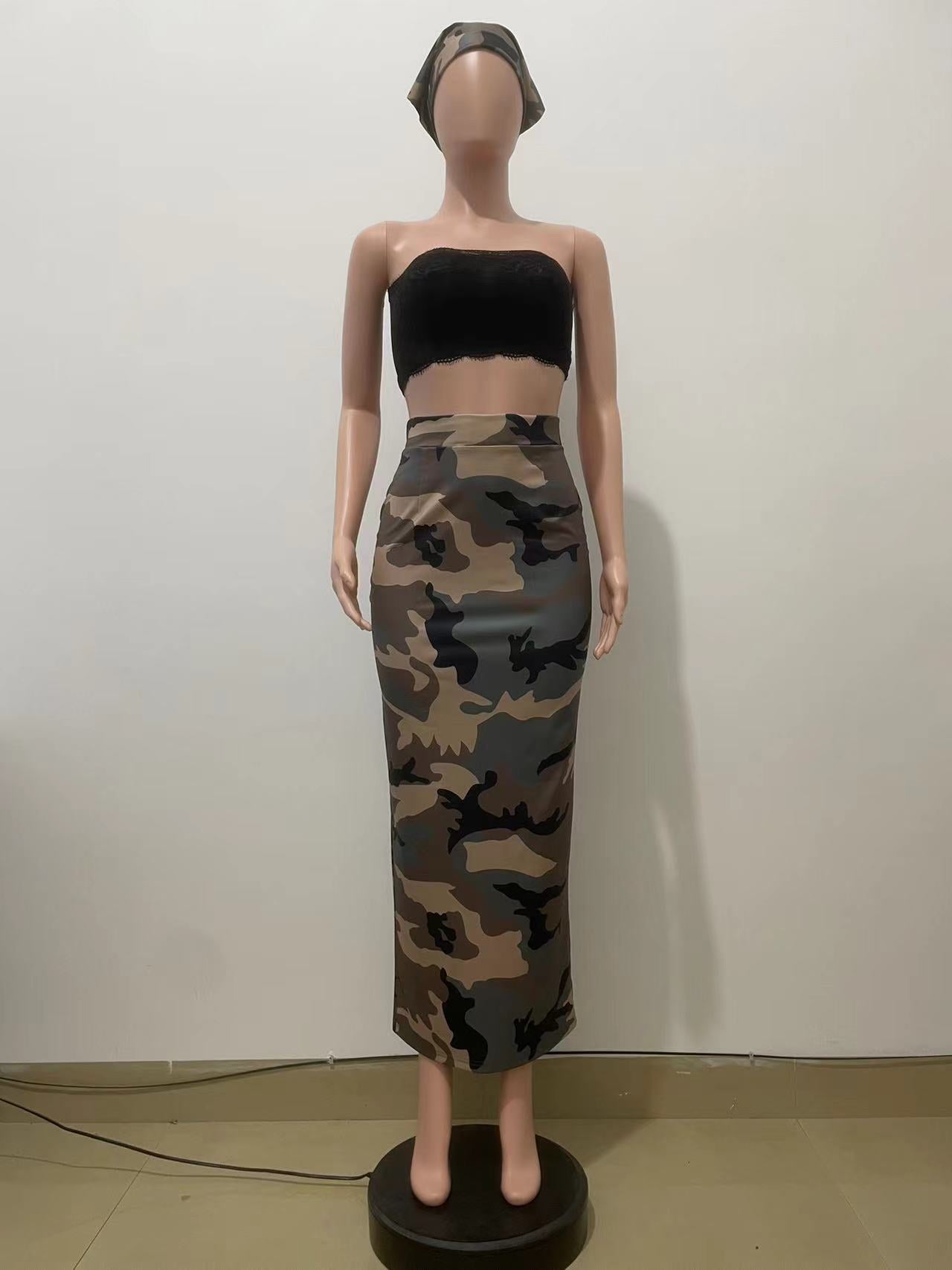 Women camouflage slit Skirt 9