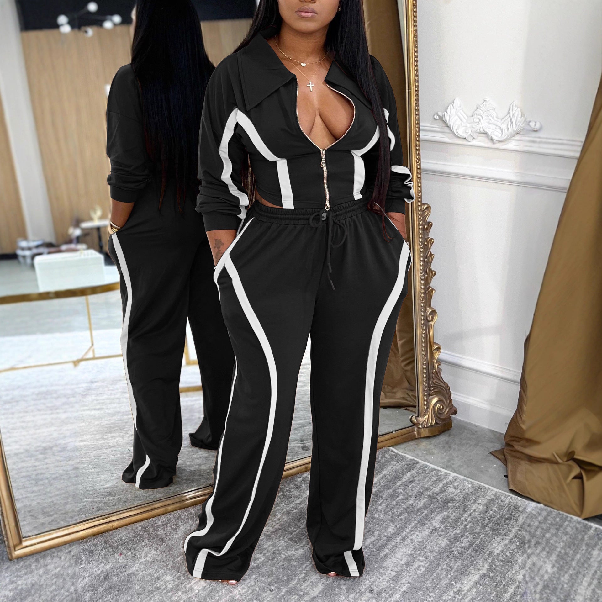 Women Fall/Winter Casual Top and Sweatpants Two-Piece Set 8