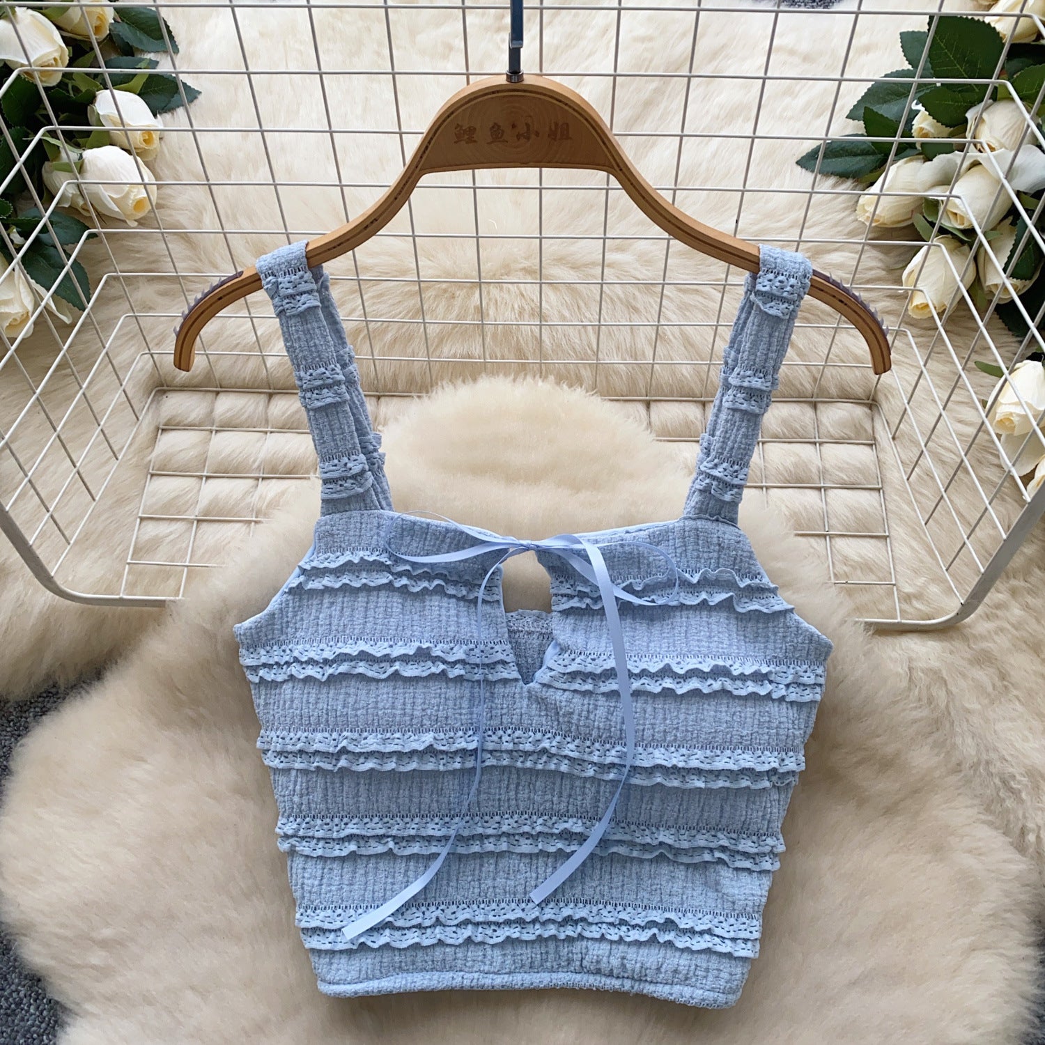 Summer Chic Women's Square Neck Camisole Vest High Waist Pleated Ruffle Skirt Two Piece Set 24