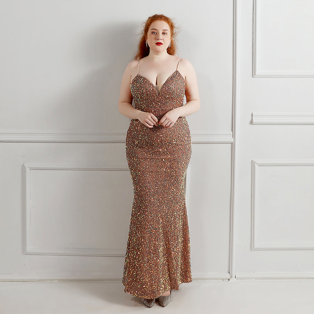 Plus Size Women Sequined Formal Party Maxi Evening Dress 14
