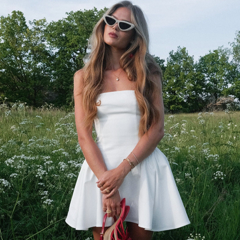 Women Solid Strapless Dress 3